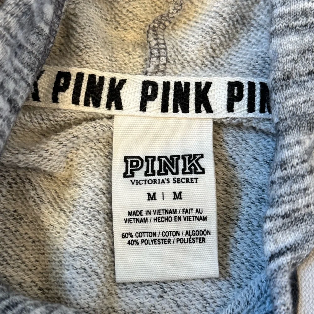 PINK Victoria’s Secret Womens Pink & Gray Hooded Pullover Sweatshirt Size Medium - Picture 8 of 12